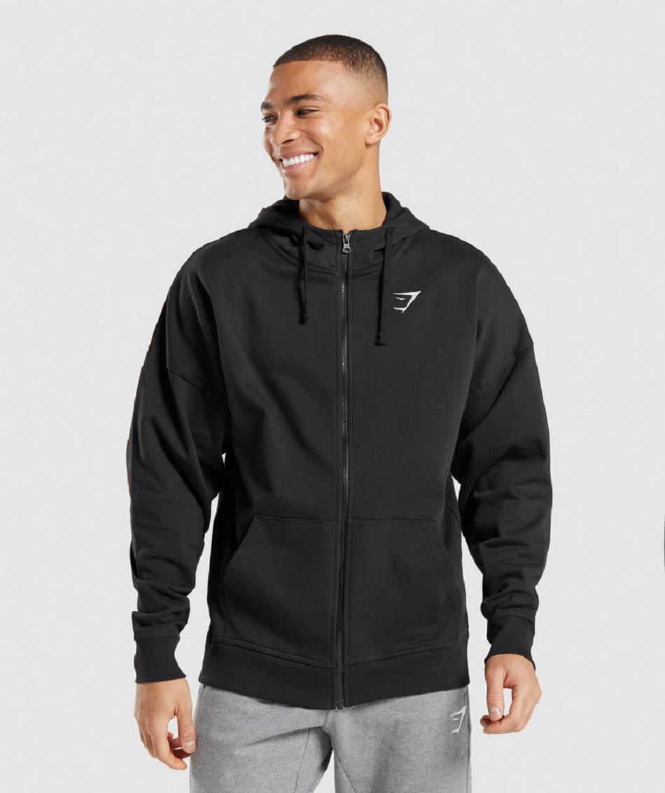 Gymshark Essential Zip Up Muške Majica S Kapuljačom Crne | HR 2708NWY